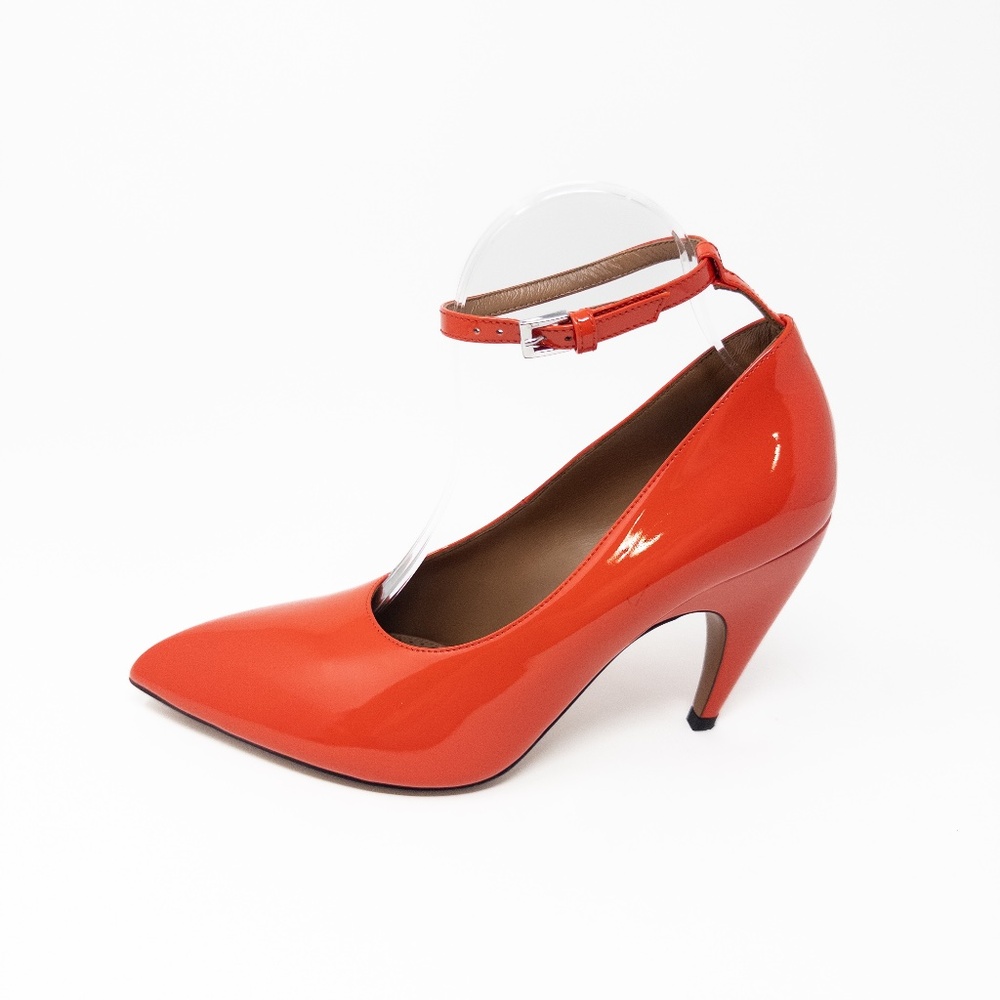Alaia Shark Pump Red Orange Heels with Ankle Strap 39 EU 9 US